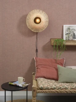 Good&Mojo Wandlamp Kalimantan bamboe plat Ø44 S