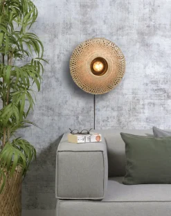 Good&Mojo Wandlamp Kalimantan bamboe plat Ø44 S