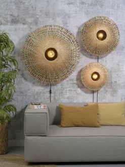 Good&Mojo Wandlamp Kalimantan bamboe plat Ø44 S