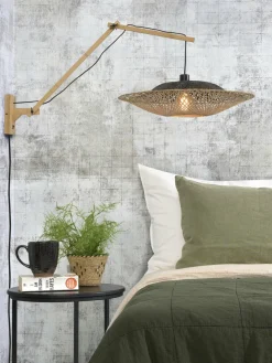 Good&Mojo Wandlamp Kalimantan naturel Ø60 zwart naturel L