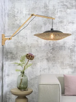 Good&Mojo Wandlamp Kalimantan naturel Ø60 zwart naturel L