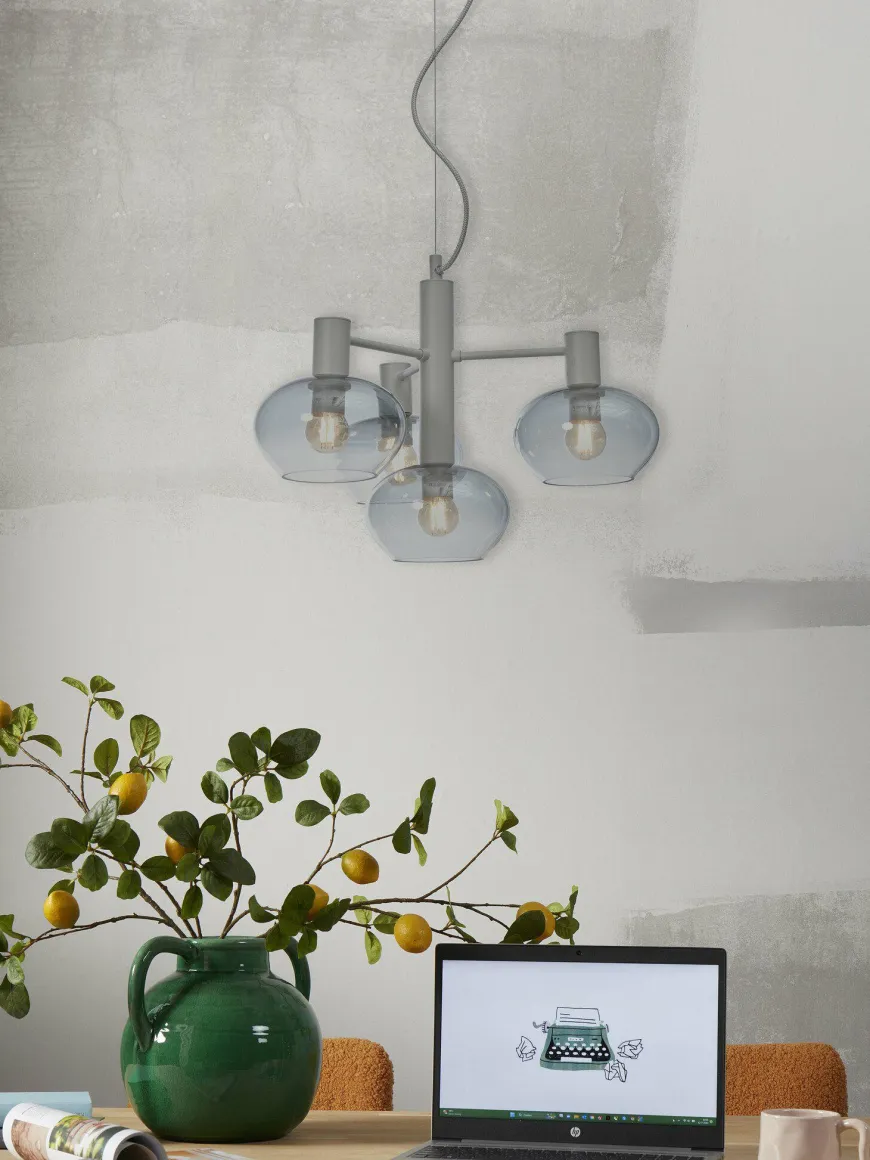 it's about RoMi Hanglamp Bologna 4-arm kleurverl. lichtgrijs