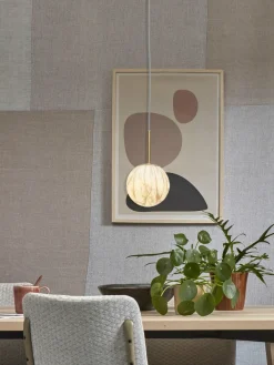 it's about RoMi Hanglamp glas/ijzer Carrara bol wit marmerprint/goud S