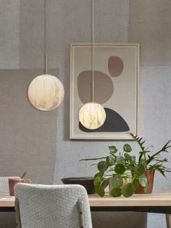 it's about RoMi Hanglamp glas/ijzer Carrara bol wit marmerprint/goud S