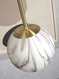 it's about RoMi Hanglamp glas/ijzer Carrara bol wit marmerprint/goud M