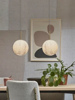 it's about RoMi Hanglamp glas/ijzer Carrara bol wit marmerprint/goud M