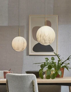 it's about RoMi Hanglamp glas/ijzer Carrara bol wit marmerprint/goud M