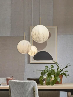 it's about RoMi Hanglamp glas/ijzer Carrara bol wit marmerprint/goud M