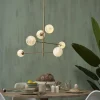 it's about RoMi Hanglamp glas/ijzer Carrara 3-arm met 6 bollen wit marmerprint/goud