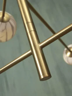 it's about RoMi Hanglamp glas/ijzer Carrara 3-arm met 6 bollen wit marmerprint/goud