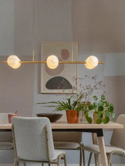 it's about RoMi Hanglamp glas/ijzer Carrara 6-bollen wit marmerprint/goud