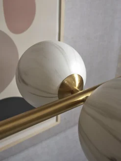 it's about RoMi Hanglamp glas/ijzer Carrara 6-bollen wit marmerprint/goud