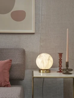 it's about RoMi Tafellamp glas/ijzer Carrara bol wit marmerprint/goud