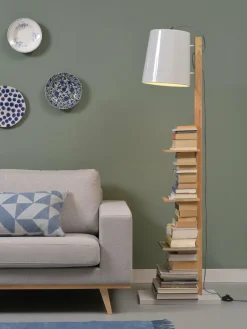 it's about RoMi Vloerlamp ijzer/hout Cambridge voor boeken naturel/ wit