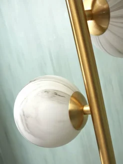 it's about RoMi Voerlamp glas/ijzer Carrara 3-bol wit marmerprint/goud
