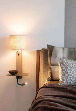 it's about RoMi Wandlamp Florence+leeslamp zand/kap 1815 linnen licht