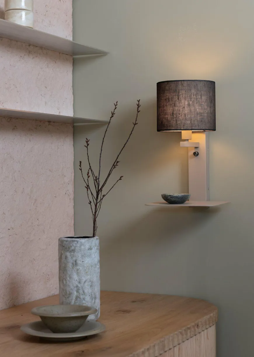 it's about RoMi Wandlamp Florence zand/kap 1815 zwart