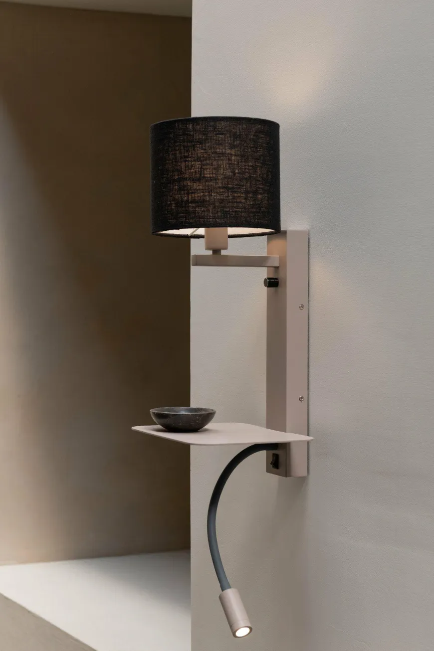 it's about RoMi Wandlamp Florence+leeslamp zand/kap 1815 zwart
