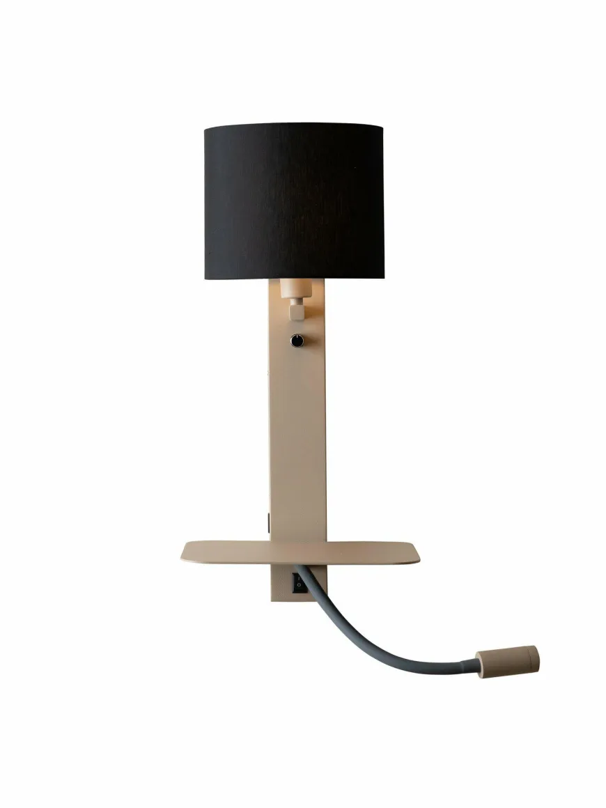 it's about RoMi Wandlamp Florence+leeslamp zand/kap 1815 zwart