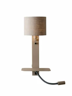 it's about RoMi Wandlamp Florence+leeslamp zand/kap 1815 linnen donker