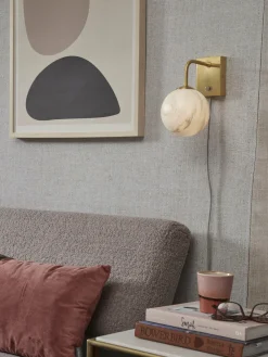 it's about RoMi Wandlamp glas/ijzer Carrara bol wit marmerprint/goud