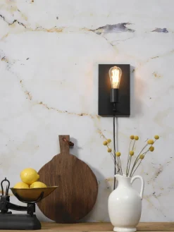 it's about RoMi Wandlamp ijzer Madrid b.15xh.25cm zwart L