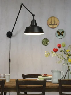 it's about RoMi Wandlamp ijzer Chicago h.80cm/l.60-130cm mat zwart