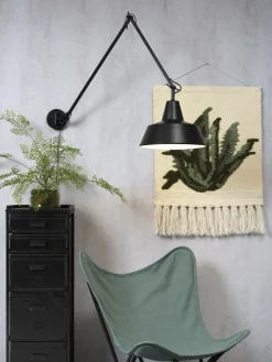 it's about RoMi Wandlamp ijzer Chicago h.80cm/l.60-130cm mat zwart