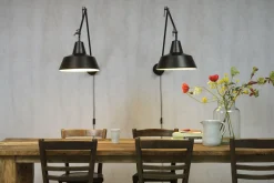 it's about RoMi Wandlamp ijzer Chicago h.80cm/l.60-130cm mat zwart