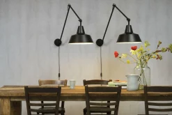 it's about RoMi Wandlamp ijzer Chicago h.80cm/l.60-130cm mat zwart