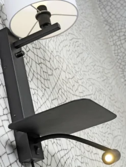 it's about RoMi Wandlamp ijzer Florence plank+usb+leeslamp 15000hrs incl. dimmer zwart
