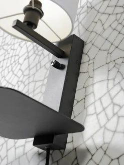 it's about RoMi Wandlamp ijzer Florence E14 met plank+usb incl. dimmer zwart
