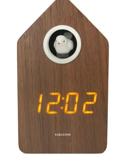 Karlsson Alarmklok Cuckoo LED donker hout veneer