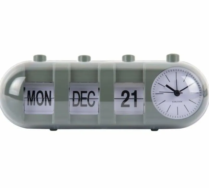 Karlsson Alarmklok Retro Tube Calender Flip jungle groen