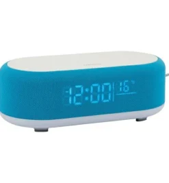 Karlsson Alarmklok Vogue met telefoonoplader en bluetooth helder blauw