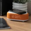 Karlsson Alarmklok Vogue met telefoonoplader en bluetooth helder oranje