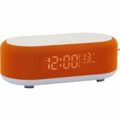 Karlsson Alarmklok Vogue met telefoonoplader en bluetooth helder oranje