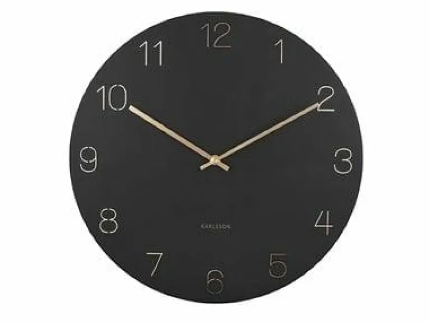 Karlsson Wandklok Charm Engraved Numbers zwart Ø 40 cm