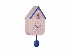 Karlsson Wandklok Dupla Color Cuckoo zachtroze met kobalt blauw