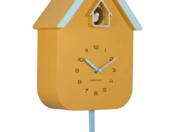Karlsson Wandklok Dupla Color Cuckoo mango geel met zacht blauw
