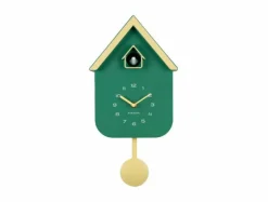 Karlsson Wandklok Dupla Color Cuckoo retro groen met zacht geel