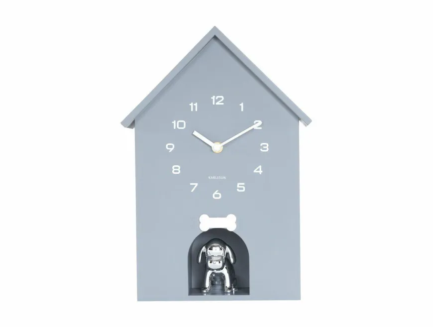 Karlsson Wandklok Garding Doggy cool grijs