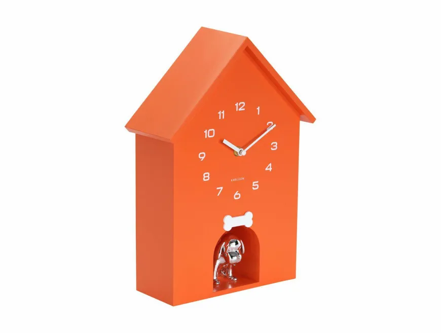 Karlsson Wandklok Garding Doggy bright oranje