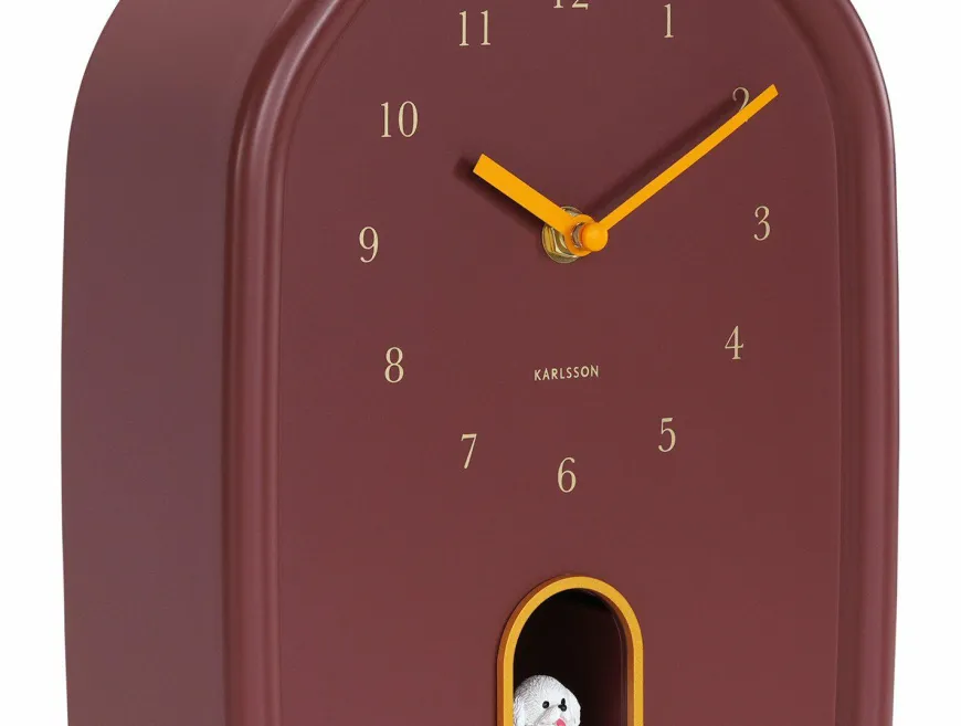 Karlsson Wandklok Modern Doggy burgundy rood