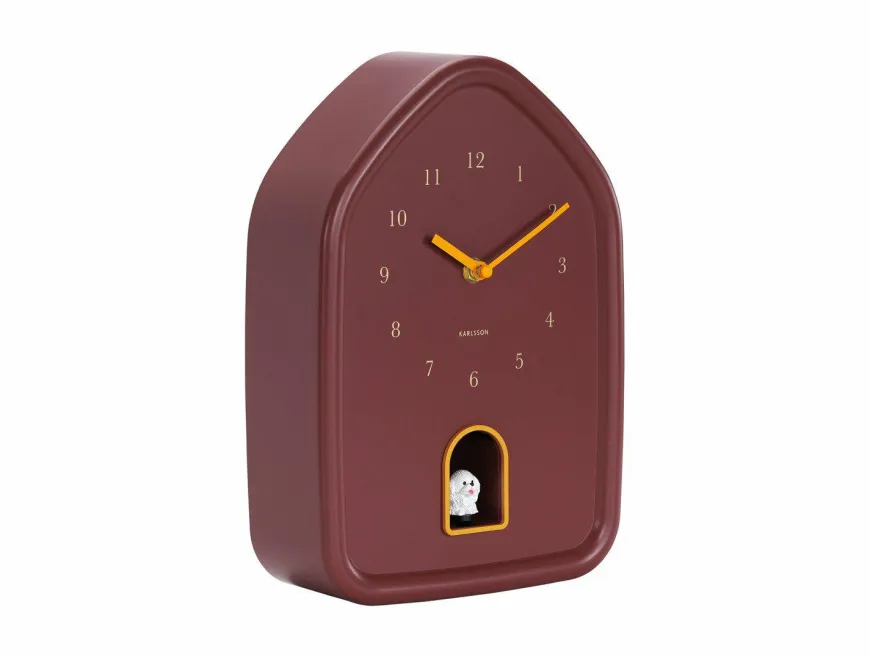 Karlsson Wandklok Modern Doggy burgundy rood