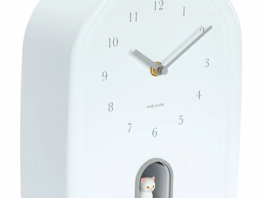 Karlsson Wandklok Modern Kitty wit