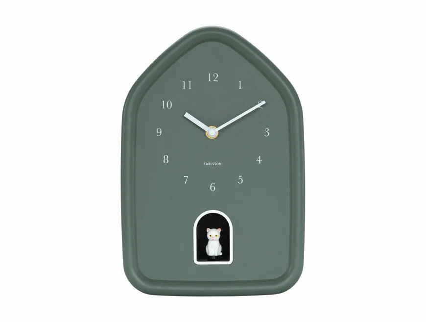 Karlsson Wandklok Modern Kitty jungle groen