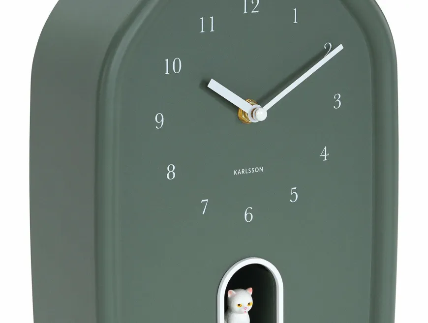 Karlsson Wandklok Modern Kitty jungle groen