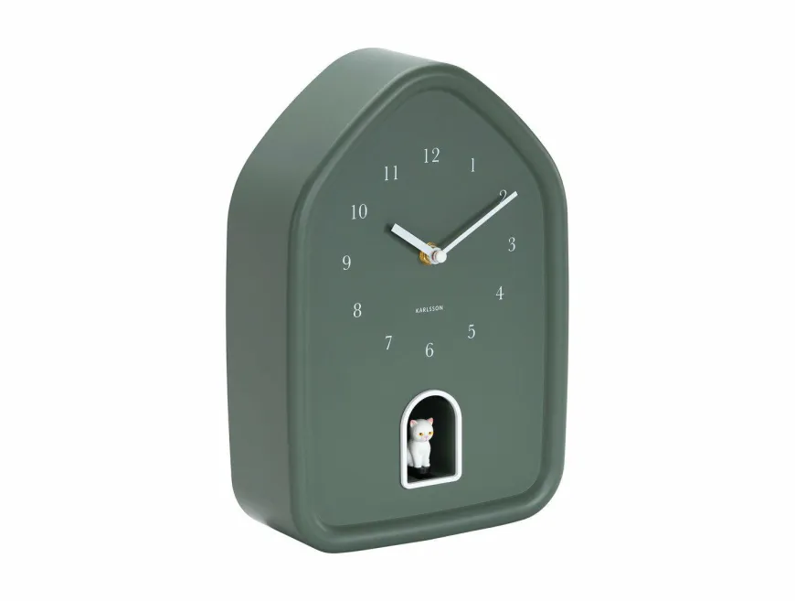 Karlsson Wandklok Modern Kitty jungle groen