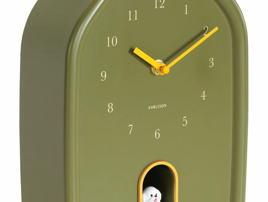 Karlsson Wandklok Modern Doggy luxury groen